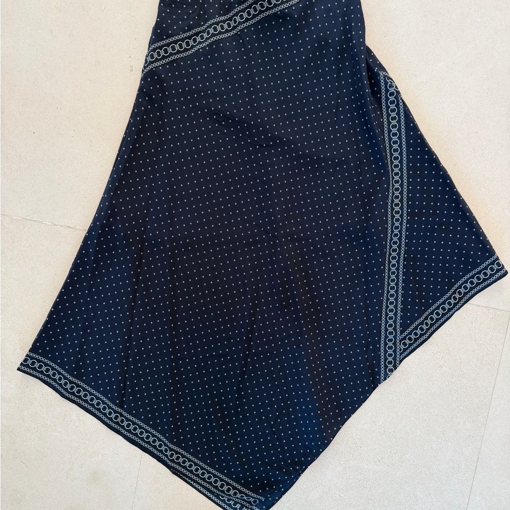 Veronica Beard Navy Polka Dot Asymmetric Handkerchief Skirt - Picture 9 of 9
